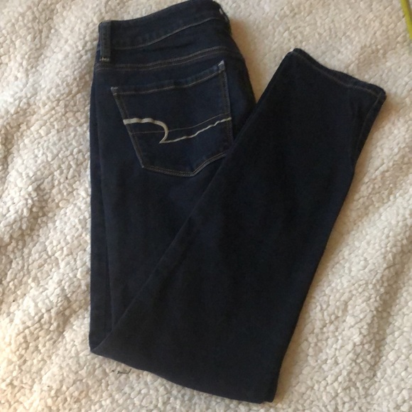 American Eagle Jeans skinny super stretch mid rise dark wash Sz 6R - Picture 3 of 9